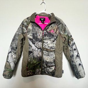 Mossy oak Women's size Medium pink & camo polyester zip up puffer coat jacket